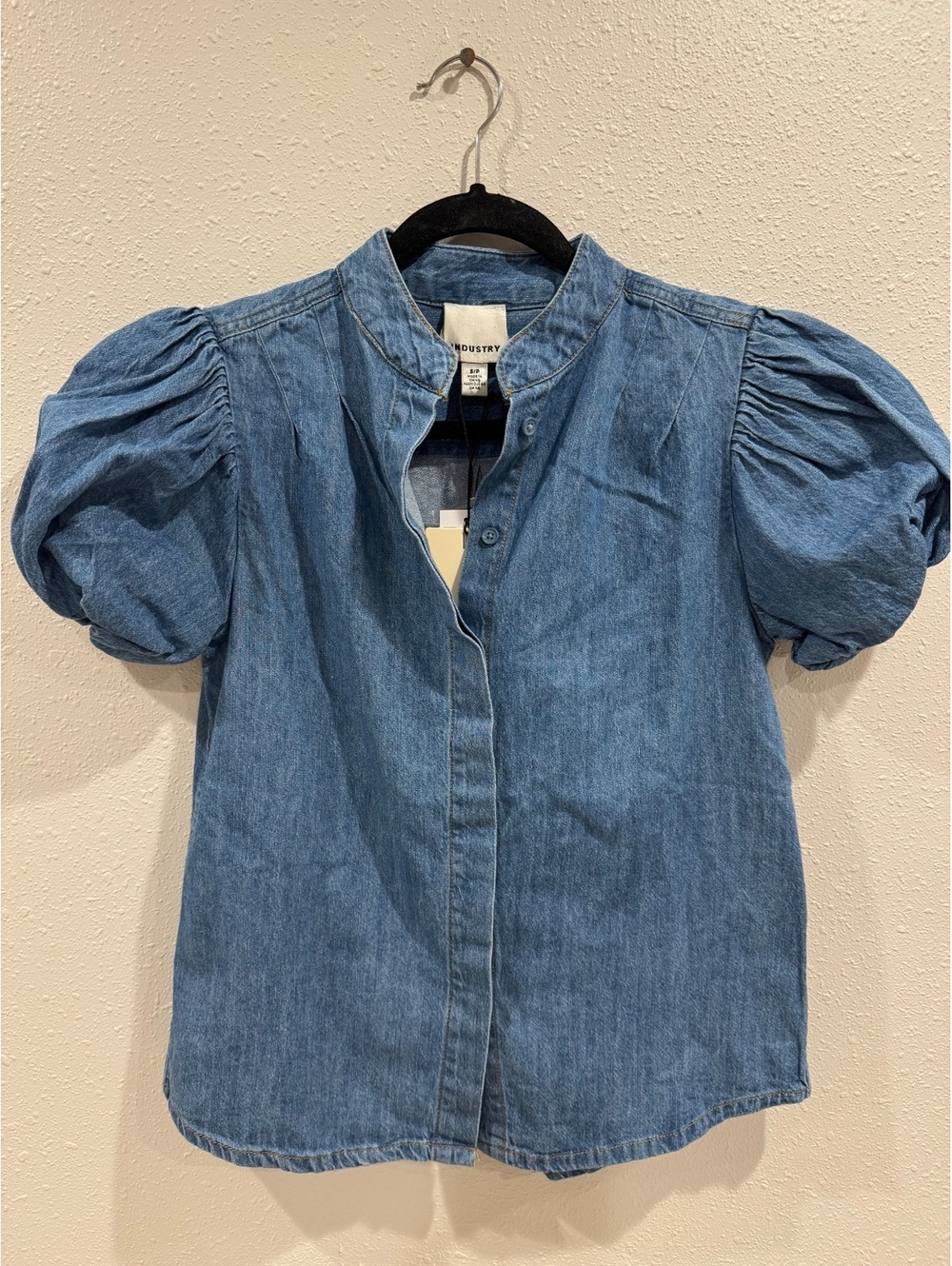 Industry Republic Denim Puff Sleeve Button Down Blouse Small